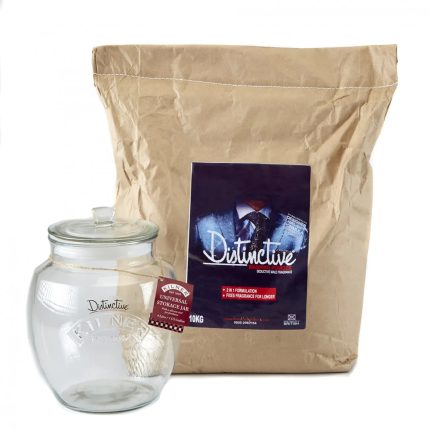 Kraft paper bulk sack of Distinctive washing powder and airtight Glass Kilner jar for washing powder storage